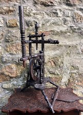 Ornate Victorian Upright Black Walnut German “Castle” Spinning Wheel AS FOUND