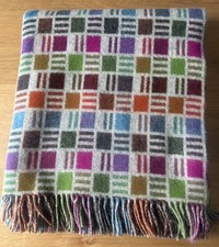 Bronte by Moon ?? Ribbon-Multi/Grey Throw/Blanket 100% Pure New Wool