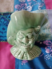 Vintage Falcon Ware Green Pottery Laughing Cavalier Jug VGC 12cm / 250 ml