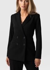 SAINT + SOFIA Blazer Black Crepe Cambridge Double Breasted Jacket UK 10