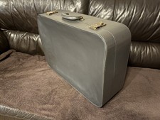 Vintage Blue Leather / Leatherette Suitcase with Full Lining