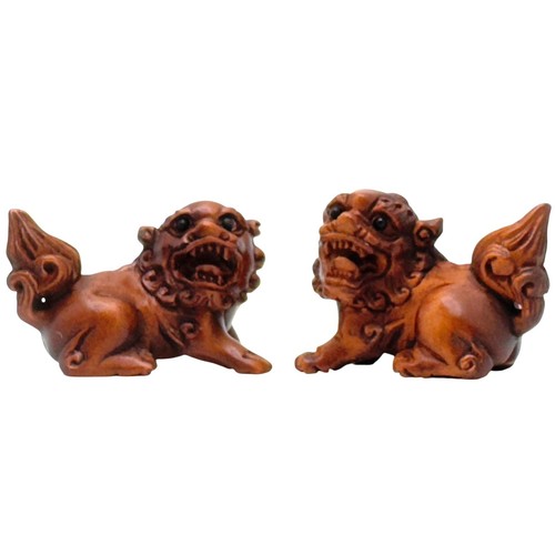 Ojime netsuke two foo - two, lion