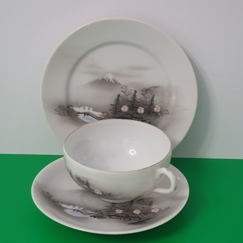 Japanese trio tea cups - cups, saucer