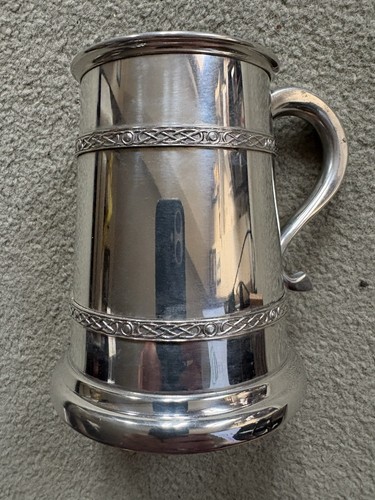 Pewter glass bottom tankard - glass,
