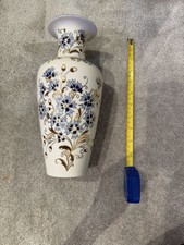 Zsolnay Porcelain Cornflower Handpainted Vase 27cm Tall