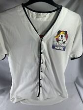 Rare 80/90s Disney Team Mickey Mouse Baseball Shirt. White. Print Logo. Unisex.
