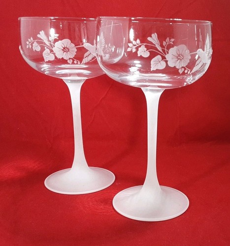 Vintage pair etched floral - ,