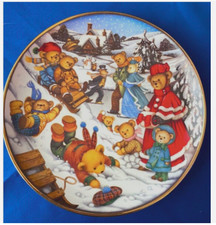 Vintage Collectable Plate, Teddy Bear Winter Frolic. Franklin 1993. Mint Cond. 
