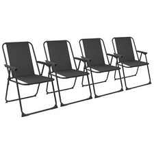 Folding Metal Beach Chairs Folding Beach Camping Garden 75cm Black
