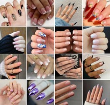 False nails designed press on full cover coffin square oval set french ombre kit