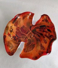 Vetro Artistico Veneziano Murano Orange/Multi Silver/Gold Aventurine Glass Bowl