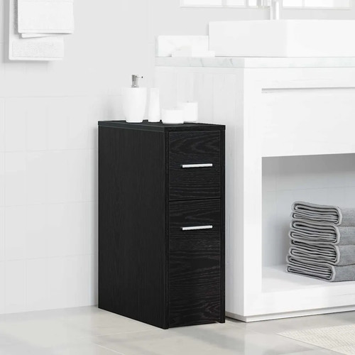 Slim bathroom cupboard black - cupboard,