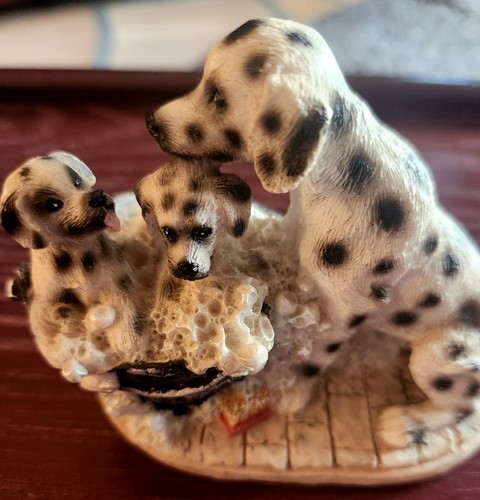 Resin dalmation dog with pups - with,