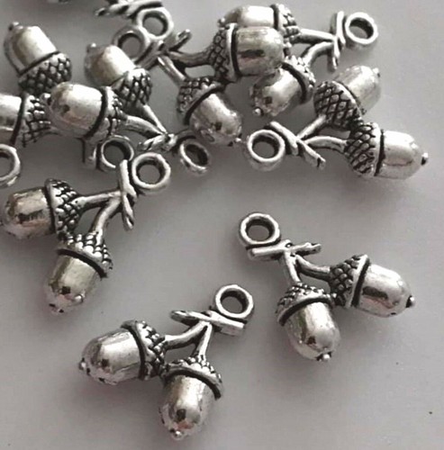 Tibetan silver charms acorns - tibetan,