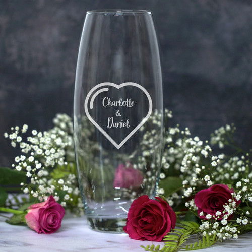 Personalised heart names glass - names,
