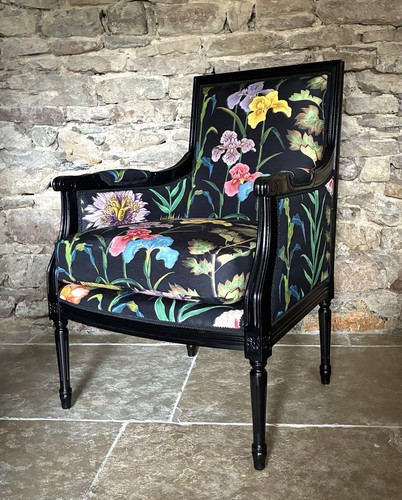 Armchair wood frame black - armchair,