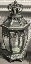 VINTAGE METAL AND GLASS LANTERN INDOOR OR OUTDOOR VGC