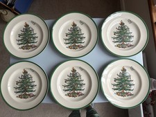 Spode Christmas Tree Dinner Plates 27cm diameter  x 6 - Used