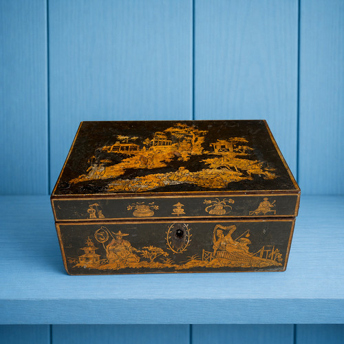 Regency penwork box - penwork,