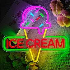 Ice Cream Neon Sign Light up Acrylic LED Lamp with USB Powered 