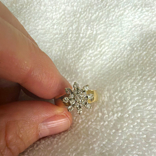14k multi tone gold cluster - 14k,