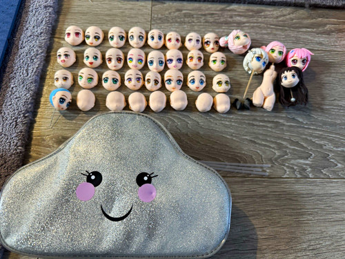 Numerous foam clay faces heads - foam,