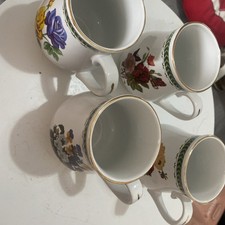 Set Of 4 Quality TRADE WINDS TABLEWARE Floral/ Flowers Mugs / Cups Hand Painted