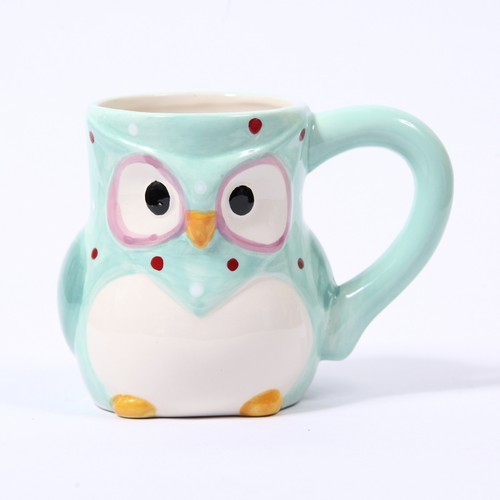 Blue ceramic polka - blue, owl
