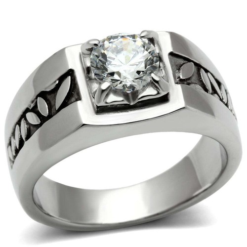 Mens silver ring solitaire - mens,