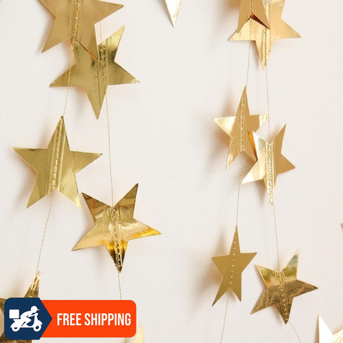 Reflective star garland - 4m,