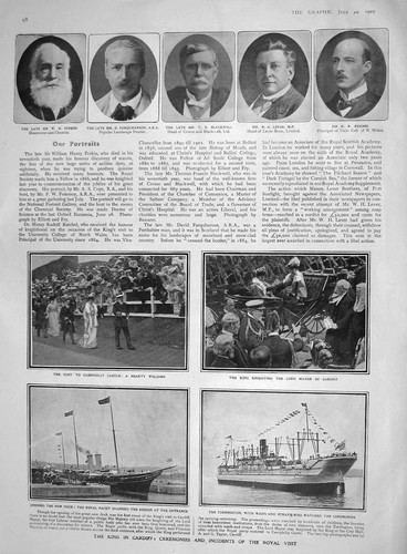 Old antique print 1907 - 1907, cardiff