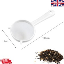 White Plastic Strainer Fine Tea Coffee Juice Food Sieve Mesh Scoop Filter (9cm)