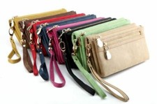 Lady Large Zipped Leather Strap Wallet Phone Case Cardholders Purse Long Clutch 