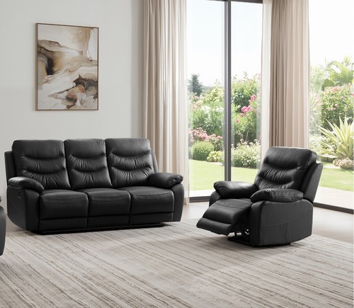 Black italian leather seater - italian,