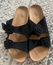 **NEW - UNWORN** Matalan Black Canvas Style Slider Cork Sandals, Size 10