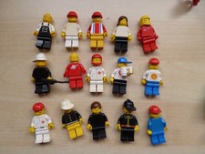 15 Vintage Lego Mini figures 1980s plus accessories radio cup fireman space etc