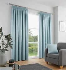 Fusion Duck Egg Blue Pencil Pleat Curtains W66 x L54" (168x137cm) – 2 Panels – 1