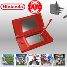 Nintendo DS Lite Console Bundle Kit Stylus Charger Handheld System 5 Games