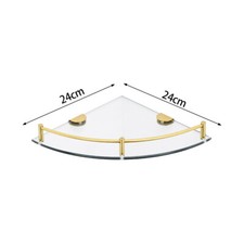 2x Glass Shelves Wall-Mount Bathroom Toughened Clear Corner Shelf Chrome Support