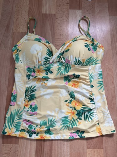 Yellow flowered tankini - tankini, top