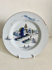 Antique English Delft Polychrome Tinglazed Plate Delftware Bristol 18th C