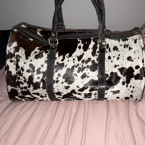 Leather animal print duffle - leather,