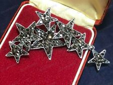 STAR Brooch Sparkly Crystal Vintage Style Silver Tone Shawl Pin Jewellery Vtg