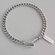 925 Sterling Silver Elegant Small Chain Links Gemini Pendant Charm Bracelet