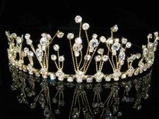 Bridal Bridesmaid Prom made with Swarovski Crystal Yellow Gold Tiara  Party 053g