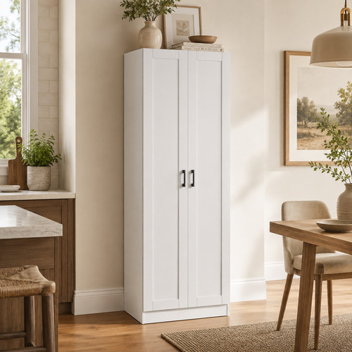 White tall kitchen pantry - white,