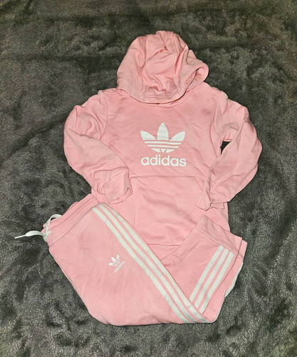 Adidas girls pink tracksuit - girls,