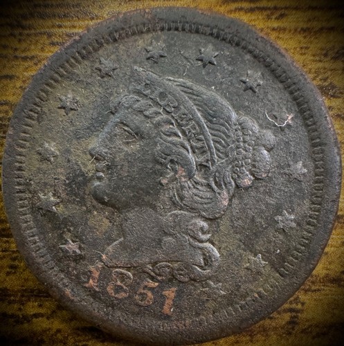 1851 large cent coronet head - large,