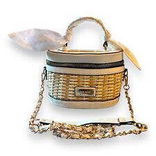 River Island wicker vanity makeup bag in white