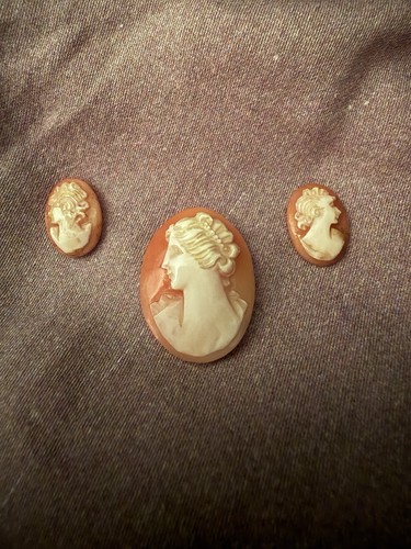 Vintage shell cameo brooch and - shell,